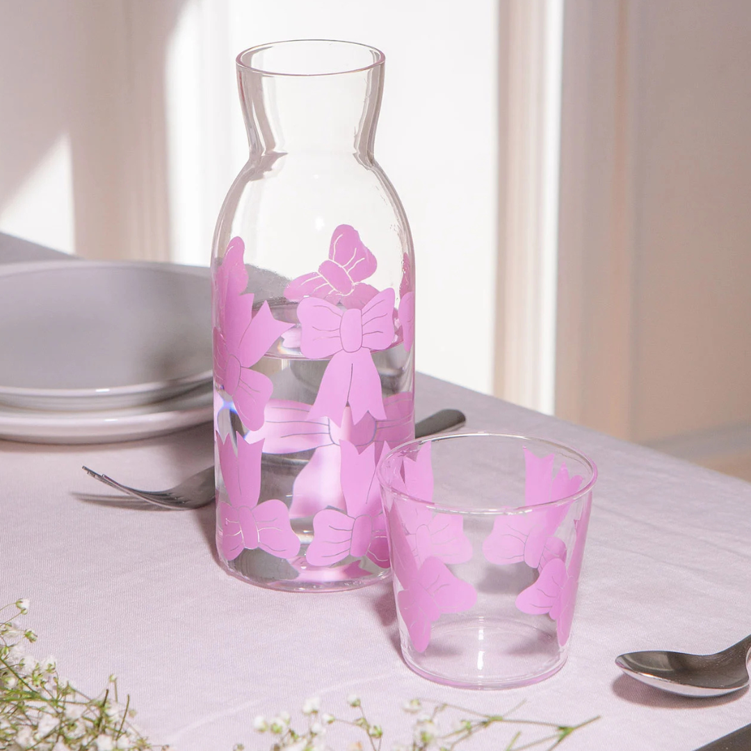 Bow Jar & Glass Set