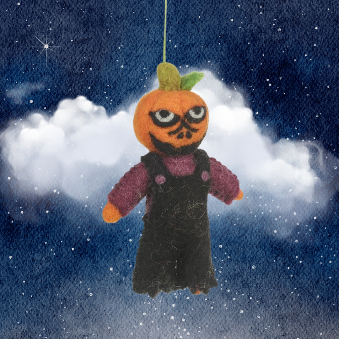 Handmade Felt 'Hannibal Pumpkin' Hanging Halloween Decoration