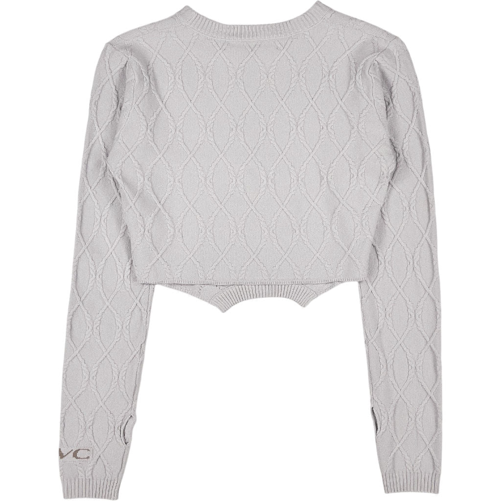 SRVC Grey Overturned Long Sleeve Crop Knit
