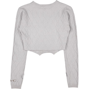 SRVC Grey Overturned Long Sleeve Crop Knit