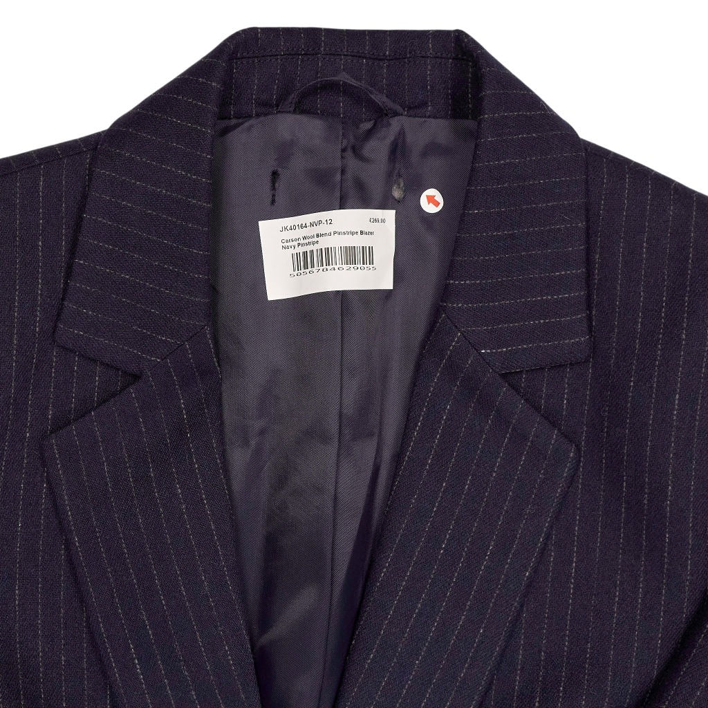 Baukjen Navy Carson Wool Blend Pinstripe Blazer Jacket