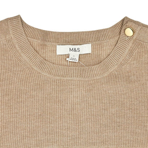 M&S Beige Button Detail Jumper