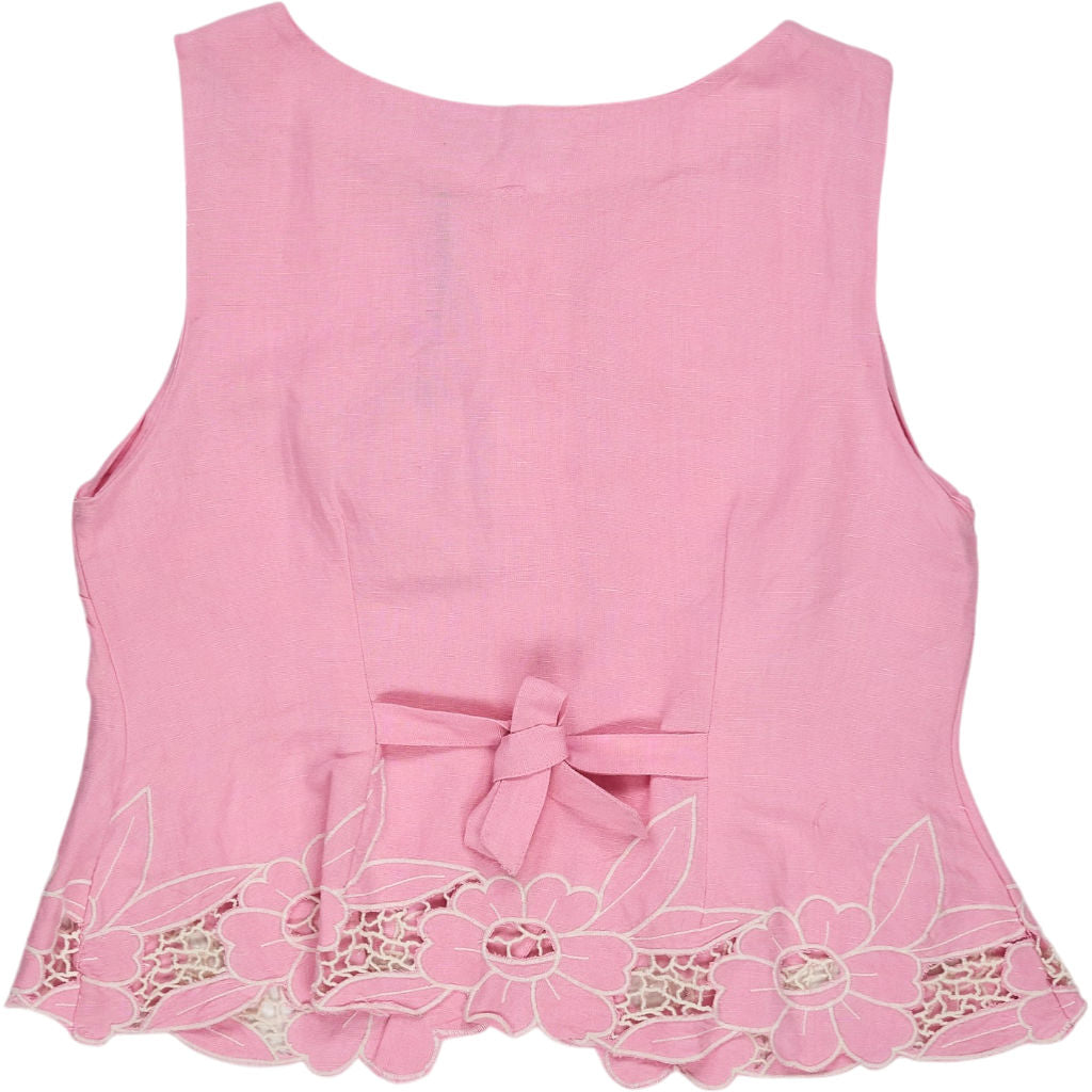Rixo Pink Lucie Floral Embroidery Top