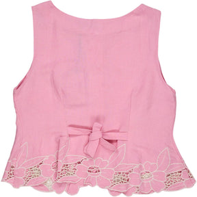 Rixo Pink Lucie Floral Embroidery Top