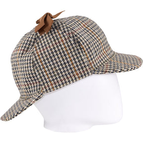 Bates Cream Houndstooth Wool Deerstalker Hat