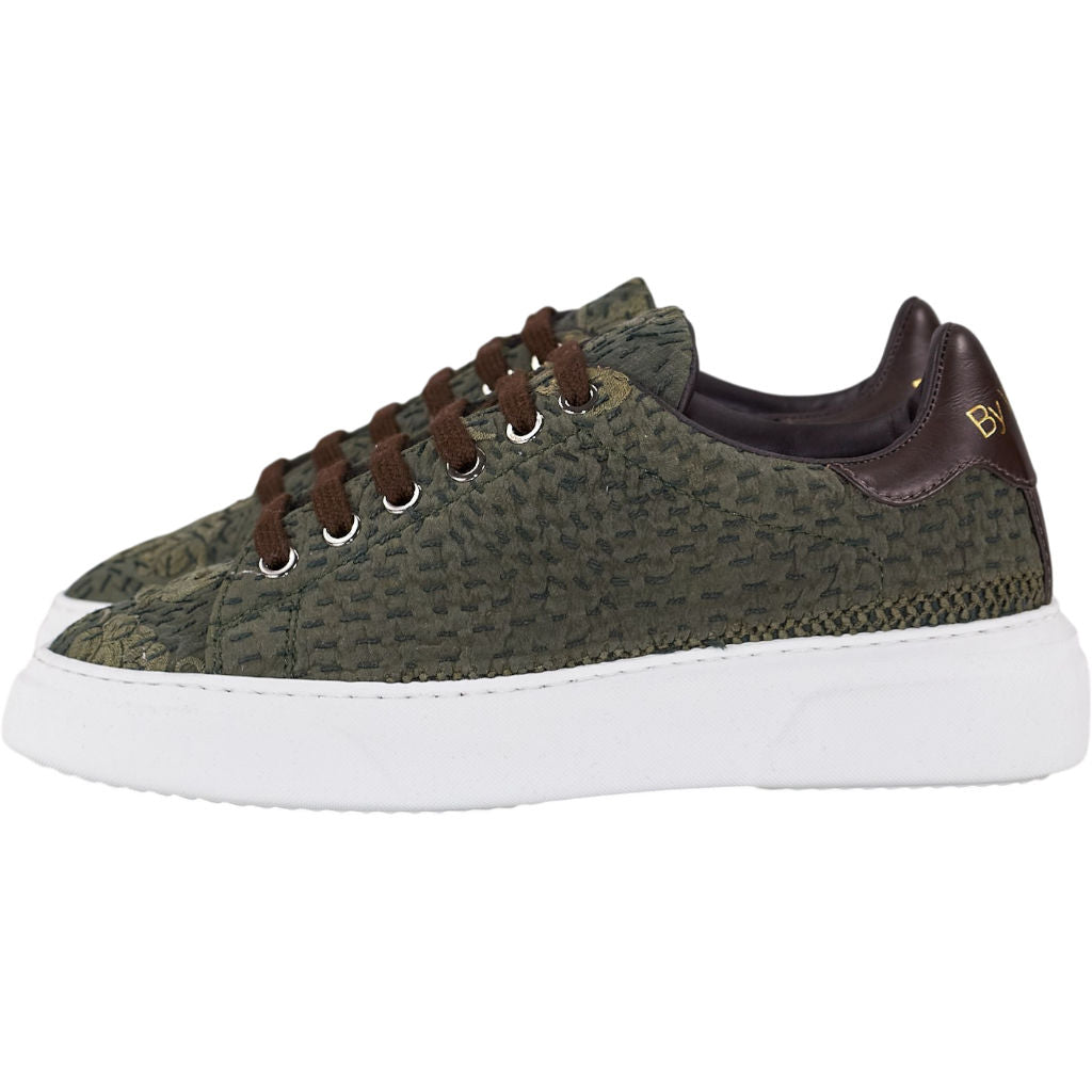By Walid Olive Green Lace Trainers