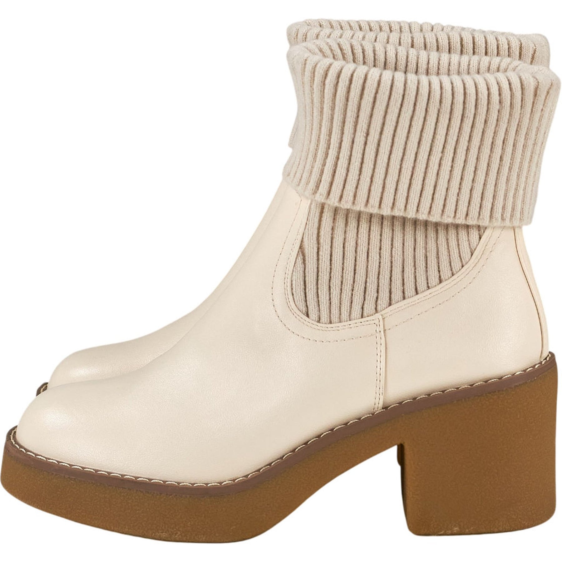 River Island Cream Sock Boots