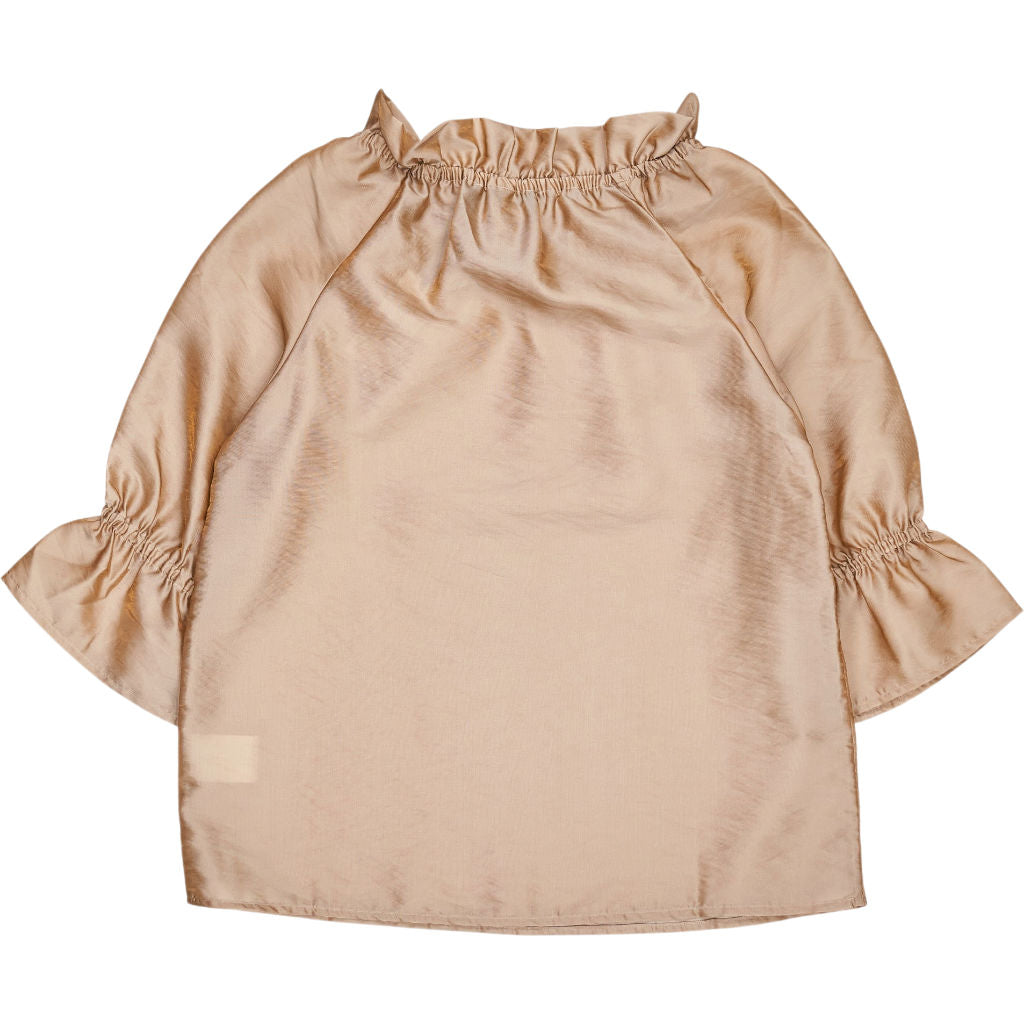 Wyse Gold Ruby Ruffle Sleeve Top