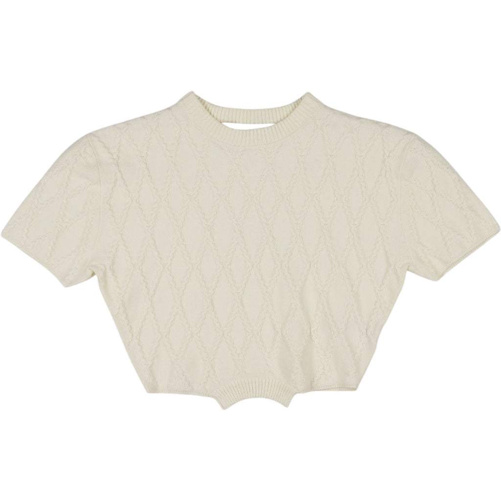 SRVC Cream Knit Cropped Top
