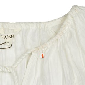 Hush Ecru White Mae Crinkle Balloon Sleeve Blouse