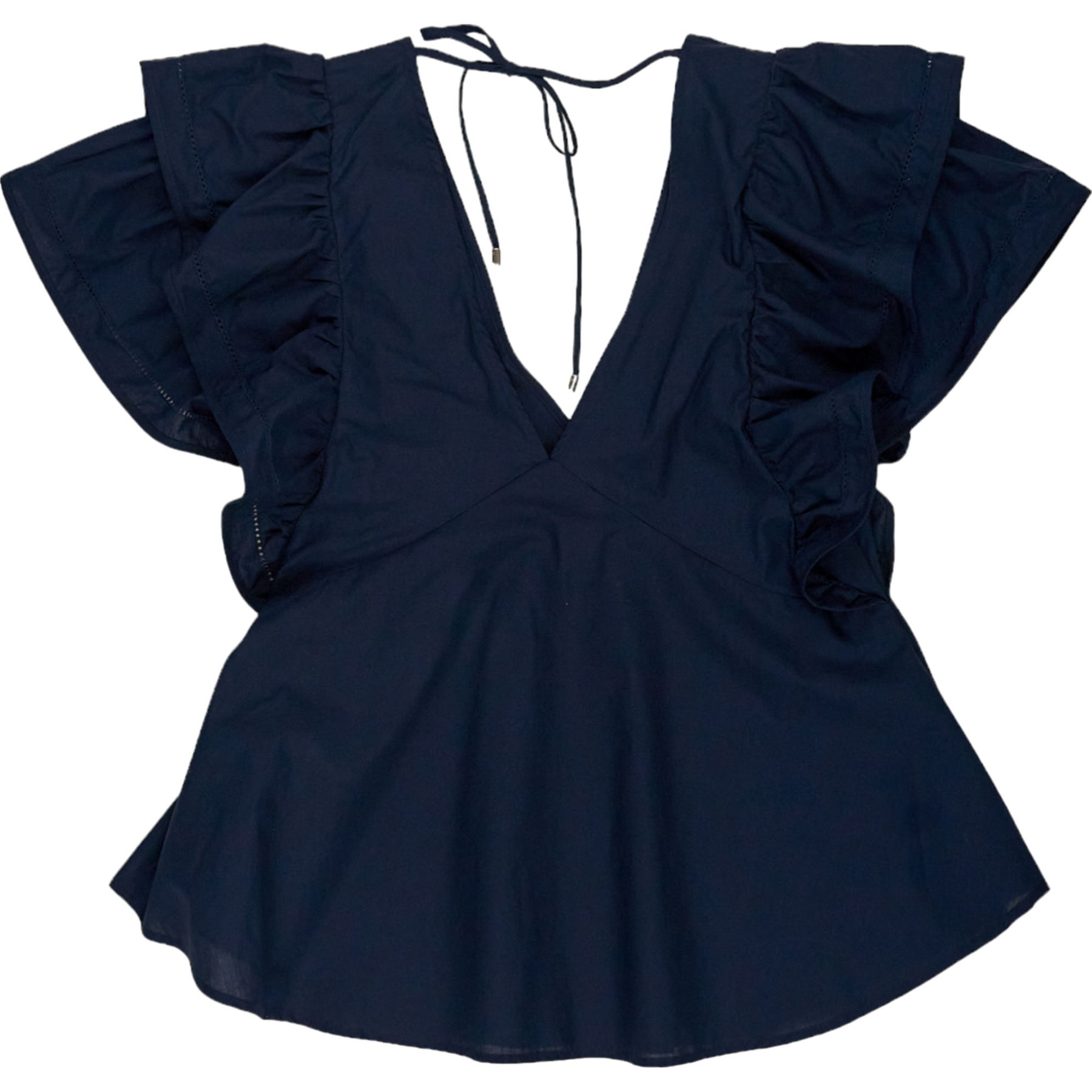 Tommy Hilfiger Blue Ruffled Sleeve Blouse