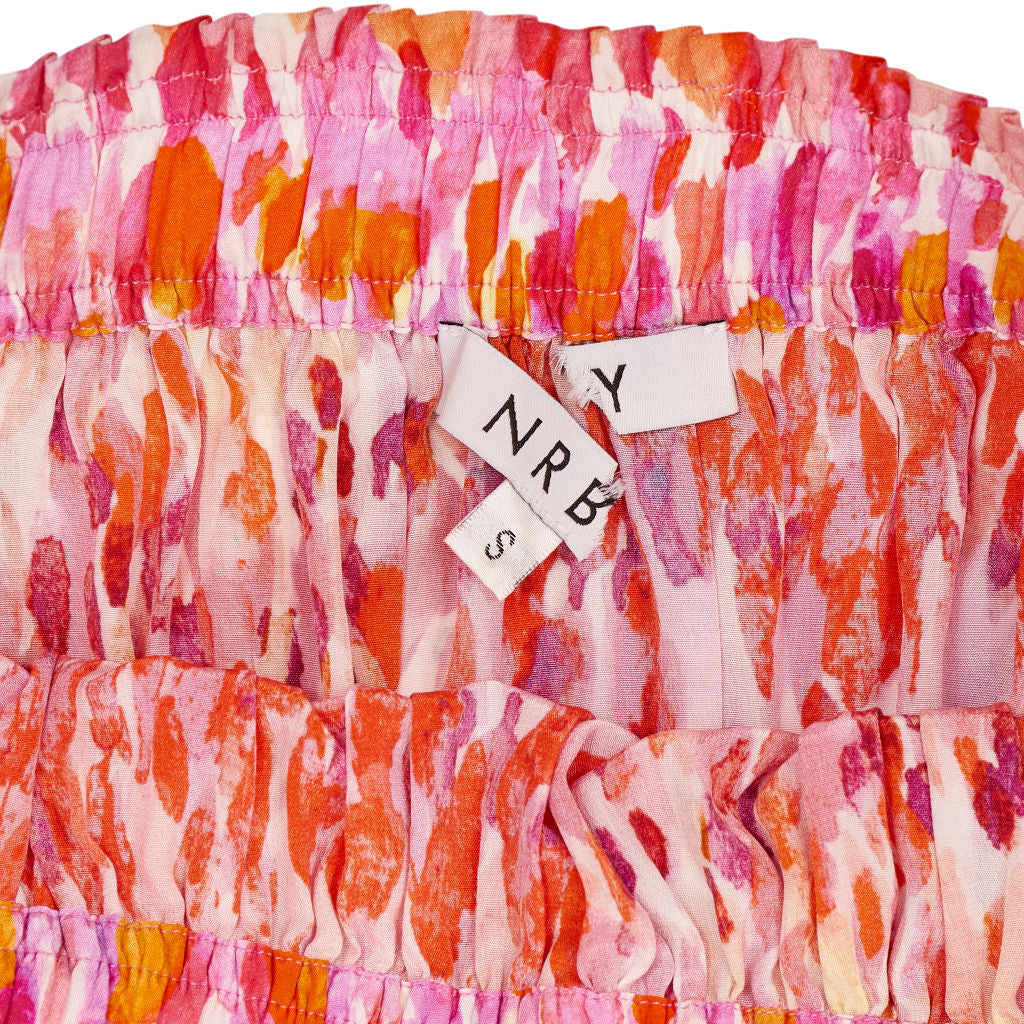 NRBY Pink Brush Print Silk Skirt