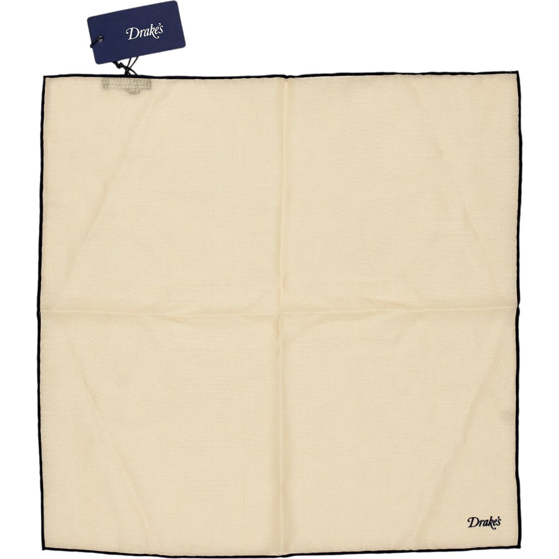 Drake's Cream Wool Silk Pocket Square