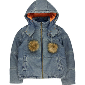 Basic Pleasure Mode Blue Faux Fur Hooded Jacket