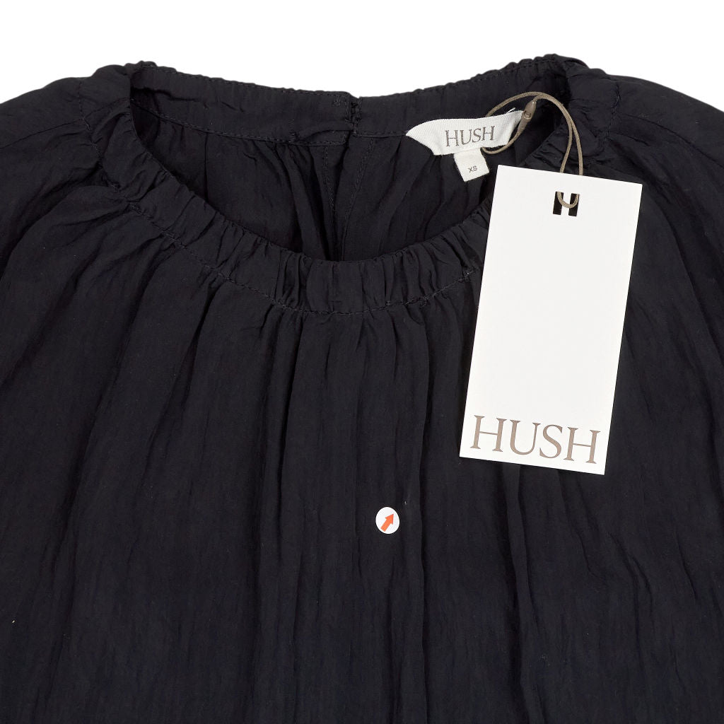 Hush Black Gathered Crew Neck Top