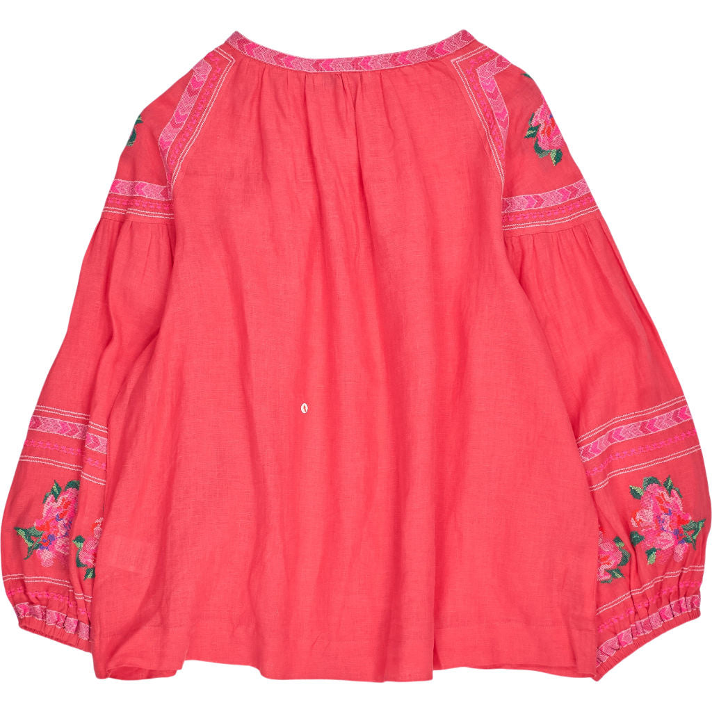 NRBY Pink Embroidered Linen Blouse