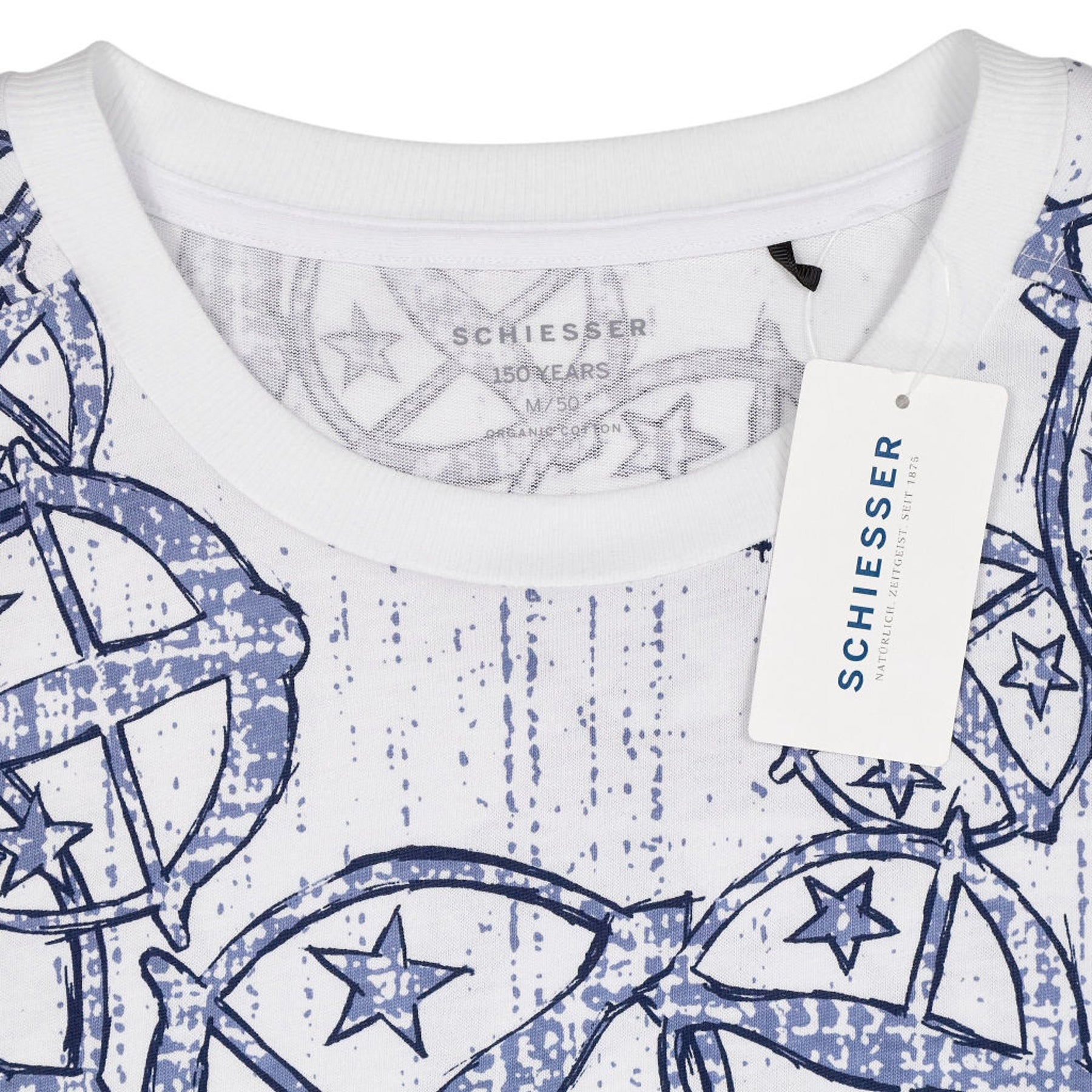 Schiesser Blue Star Print Sleep Shirt