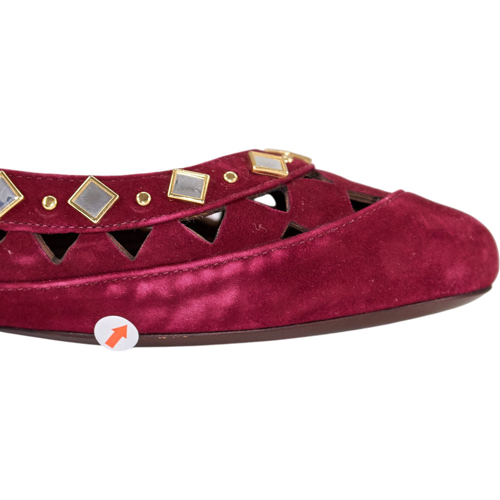 Tory Burch Red Suede Studded Flats