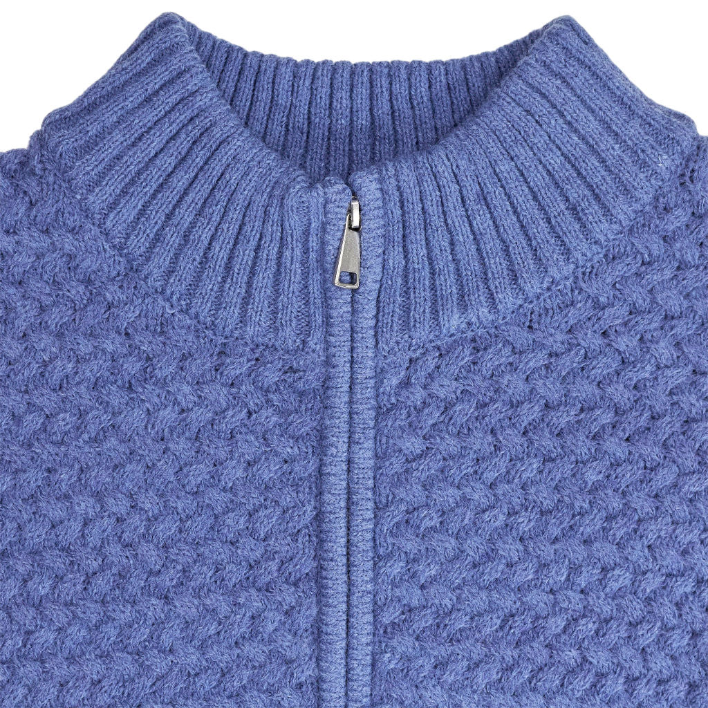 Lands' End Blue Textured Knit 1/4 Zip Jumper