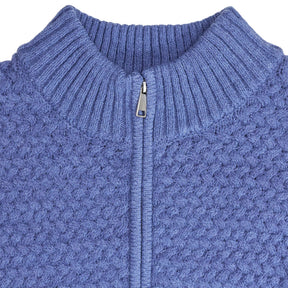 Lands' End Blue Textured Knit 1/4 Zip Jumper