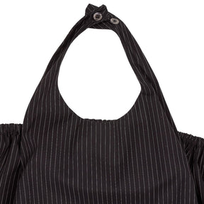 SRVC Black Pinstripe Puffball Dress