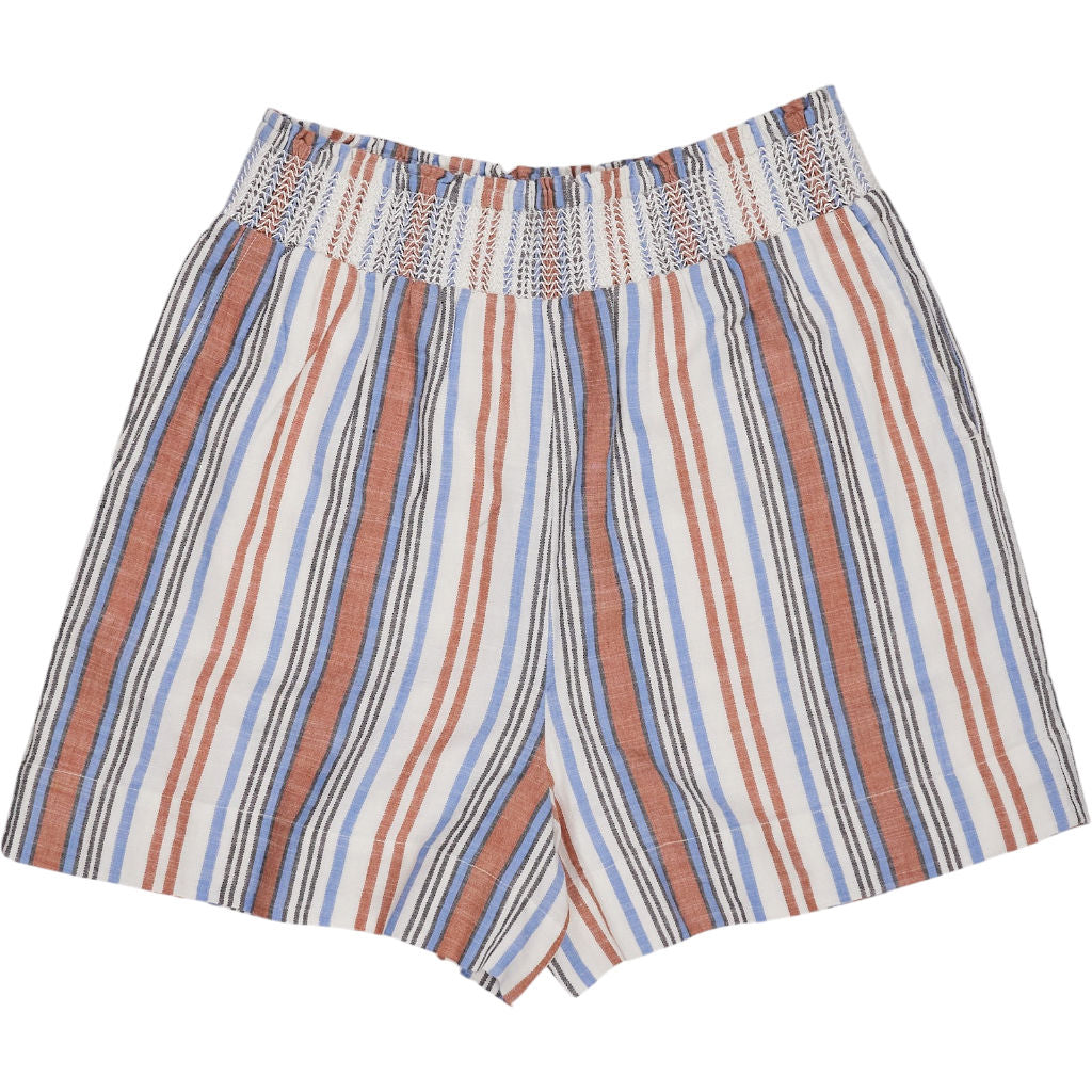Wyse Striped Angeline Shorts Tan Blue