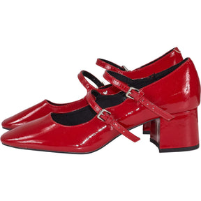 Pull&Bear Red Block Heel Mary Jane Shoes