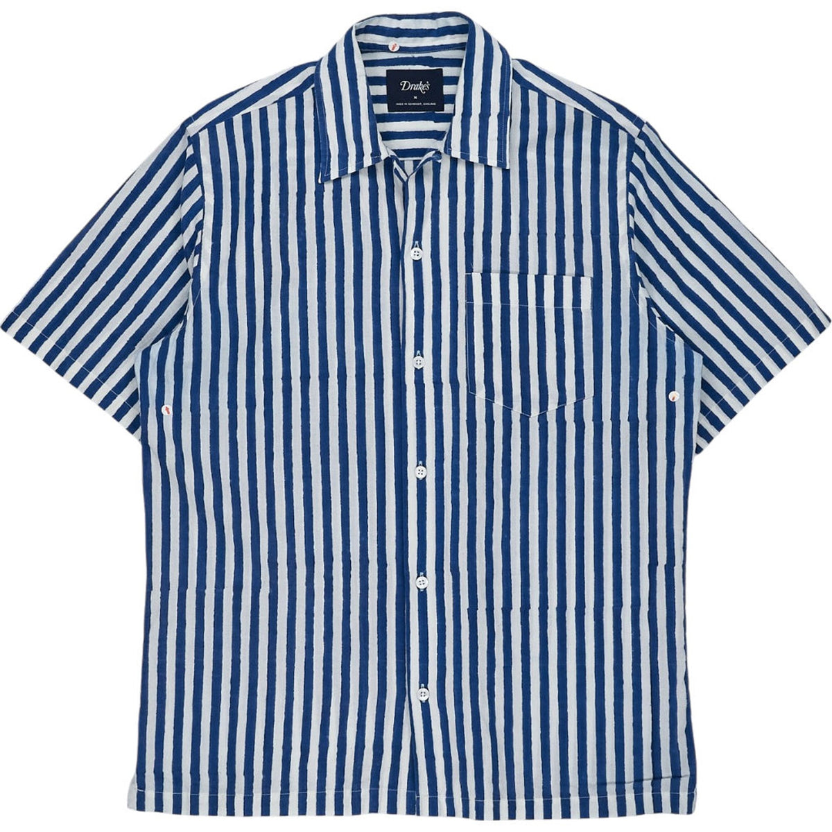 Drake's Blue Striped Shirt