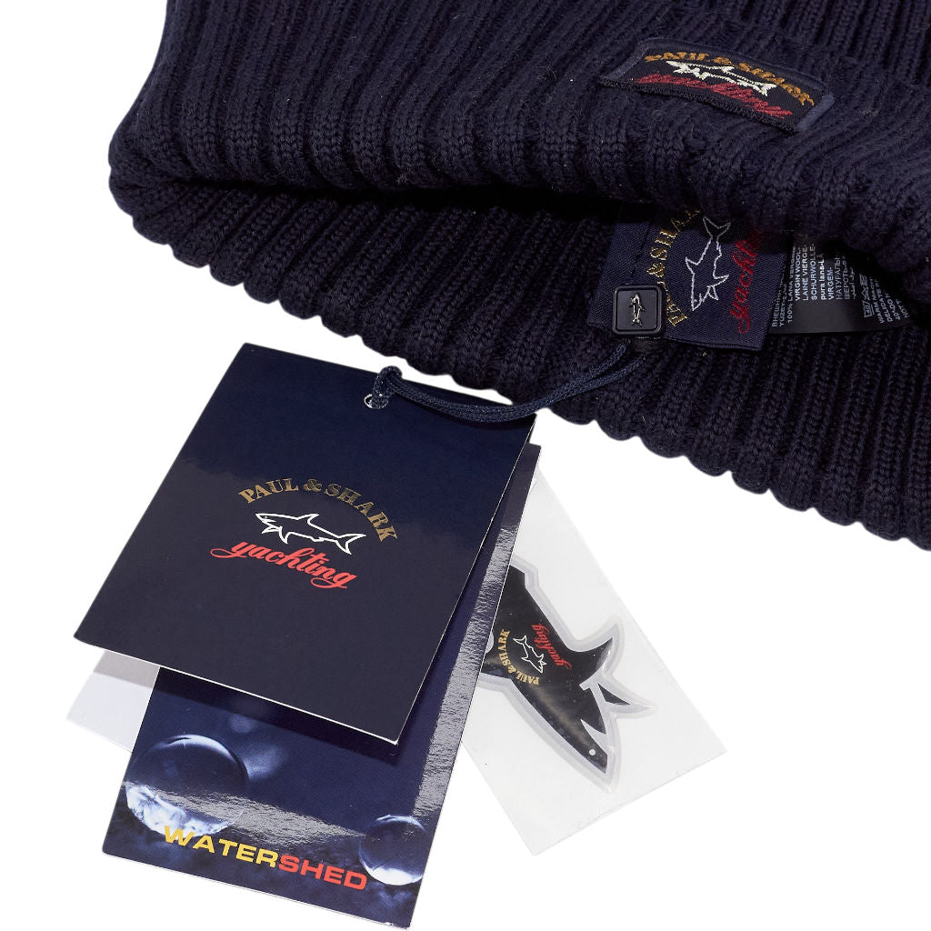 Paul & Shark Navy Wool Beanie Hat