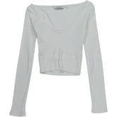 OMNES White Ribbed Cropped Top