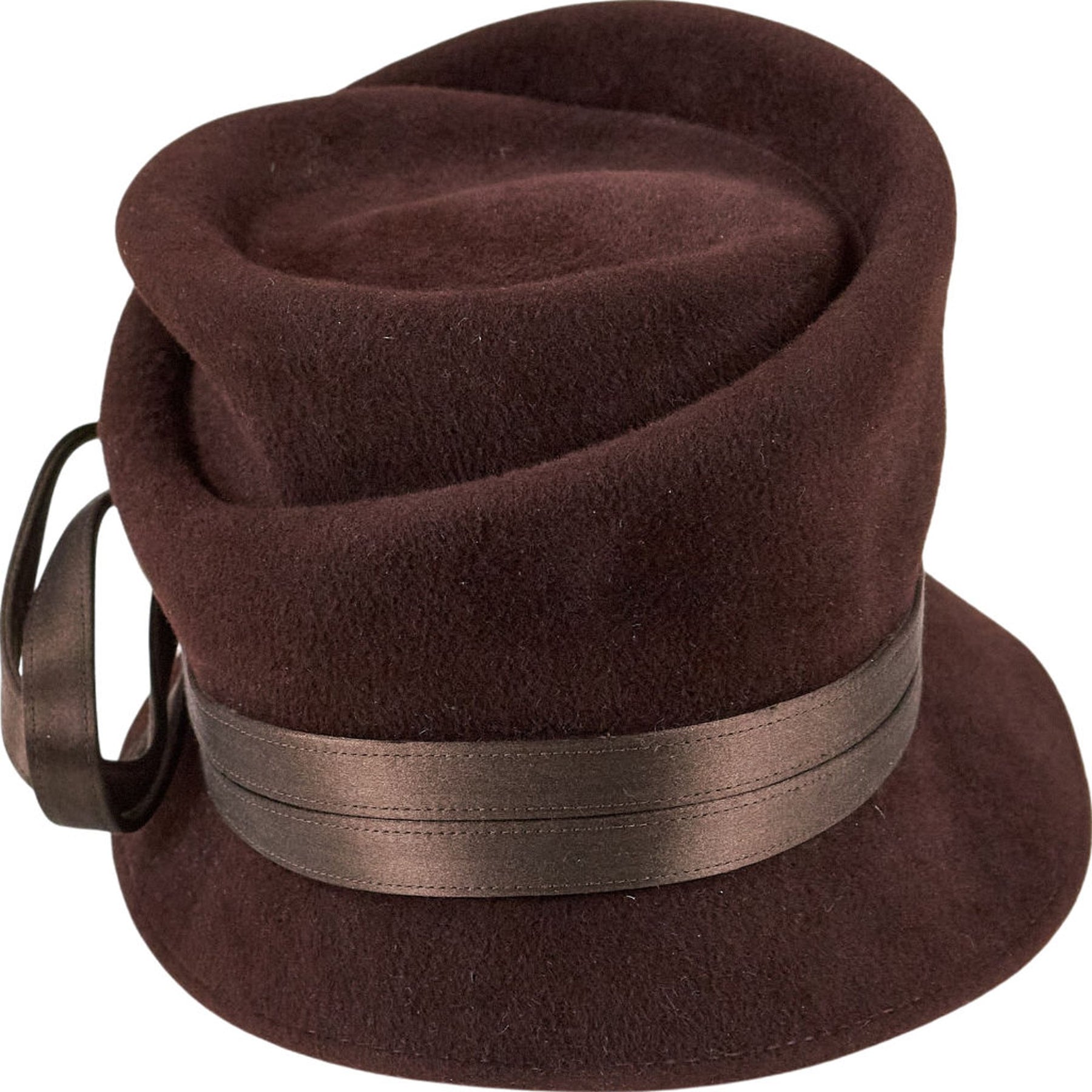 Philip Treacy Brown Velour Hat O/S