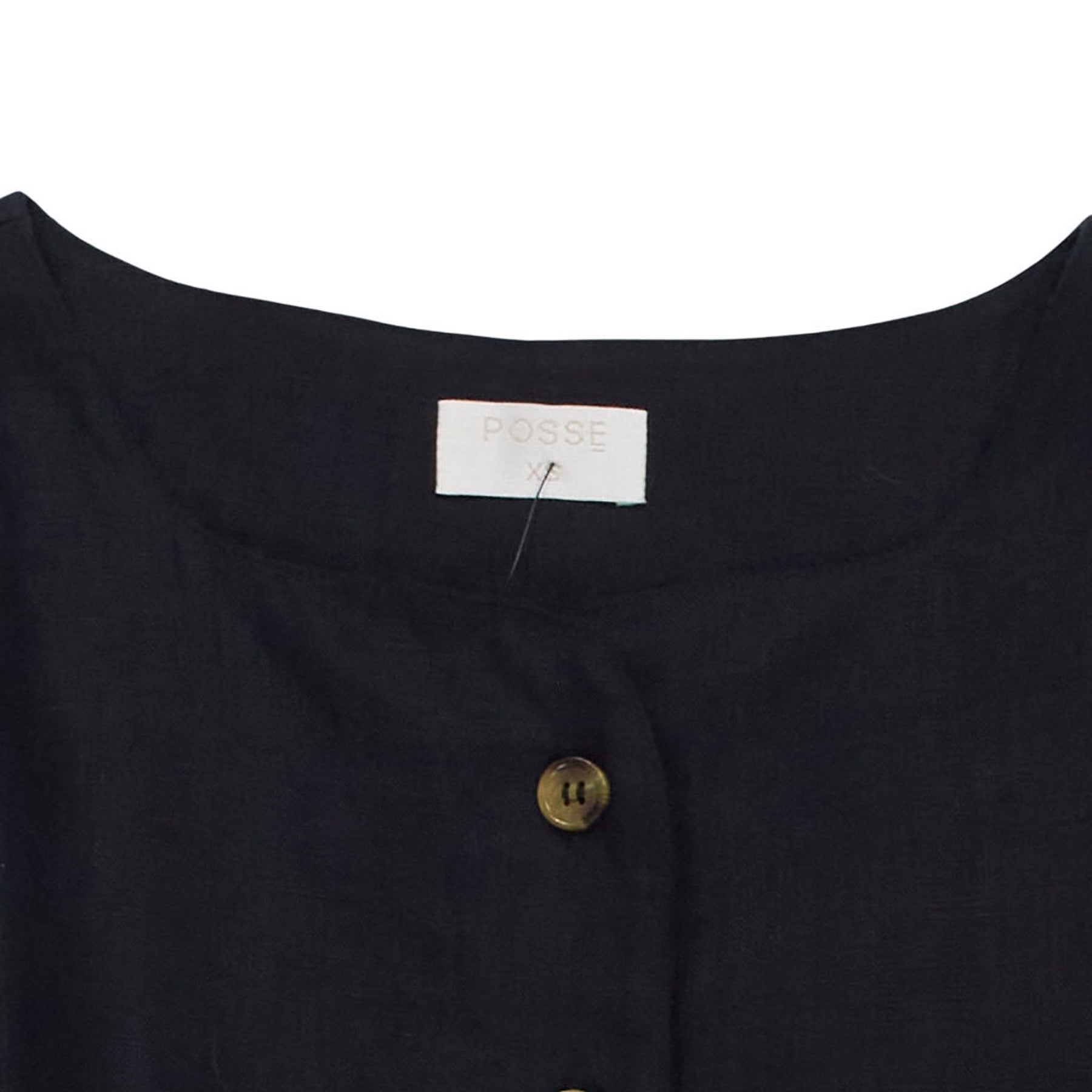 Posse Black Sleeveless Button Top