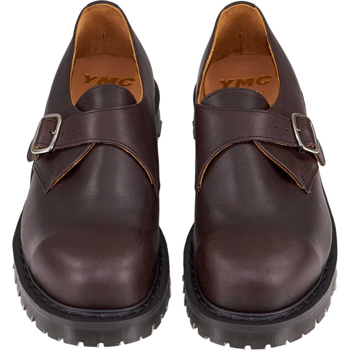 YMC Brown Leather Monk Strap Shoes