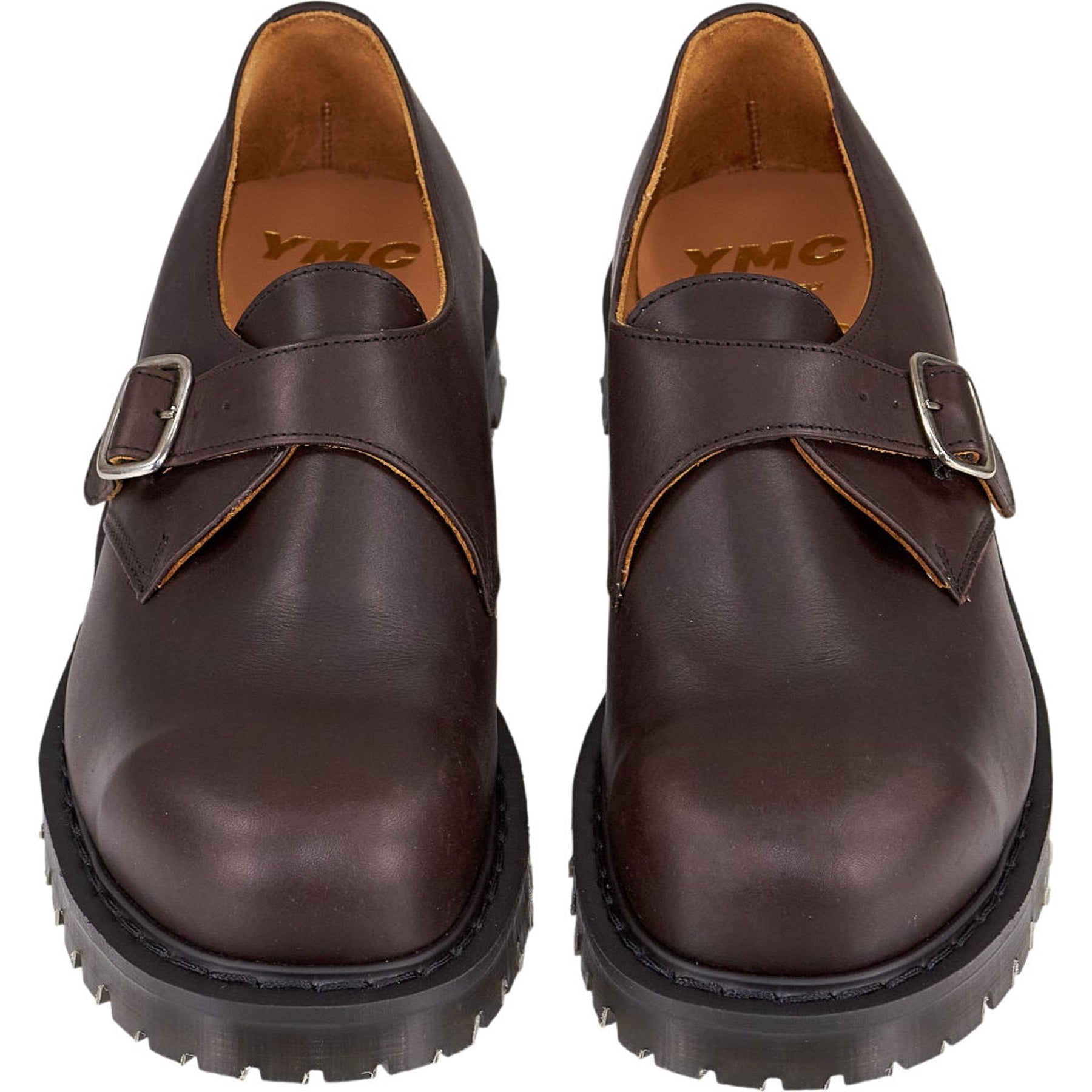 YMC Brown Leather Monk Strap Shoes