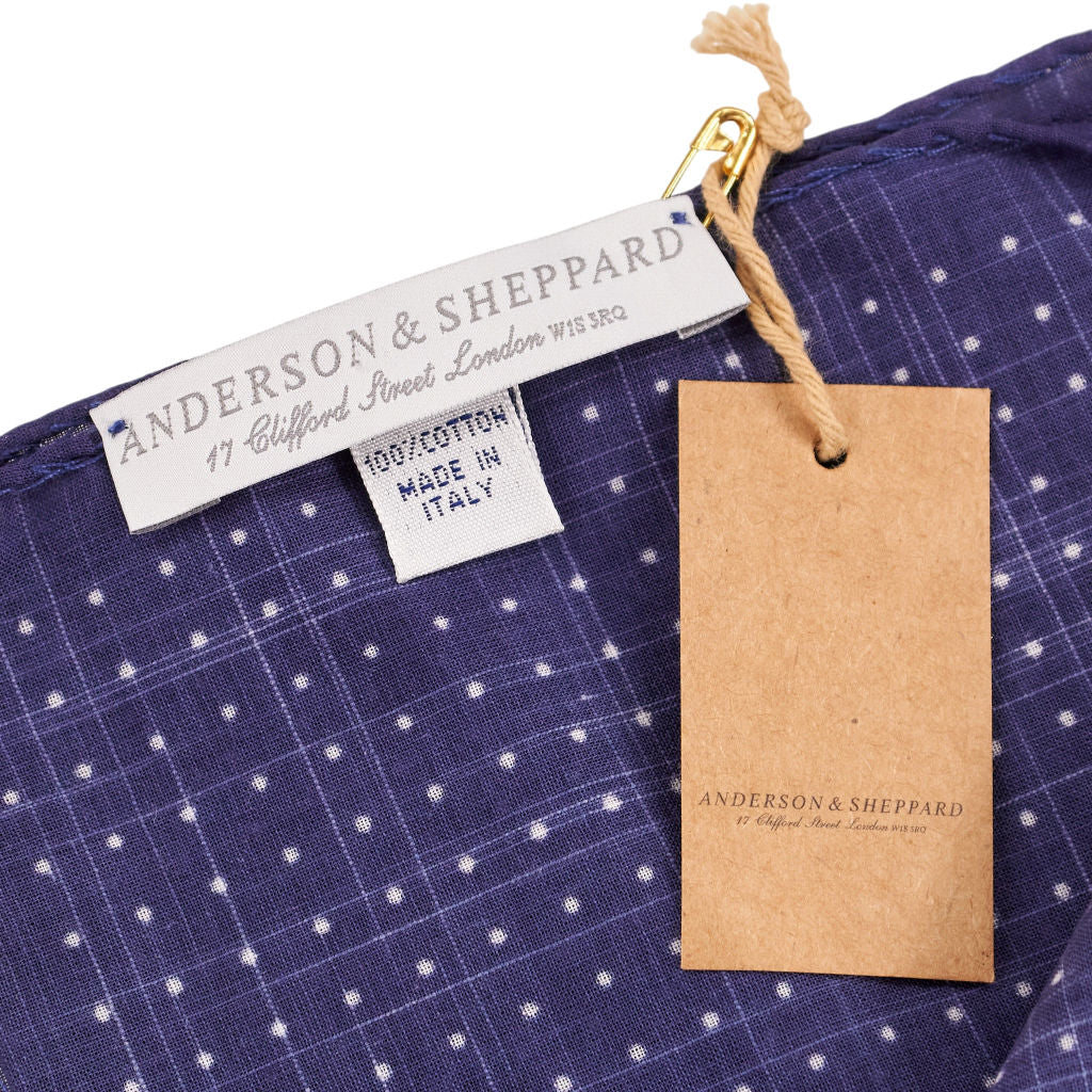Anderson & Sheppard Navy Spotted Pocket Square