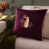 Pineberry Forest Embroidered Squirrel Velvet Cushion Cover