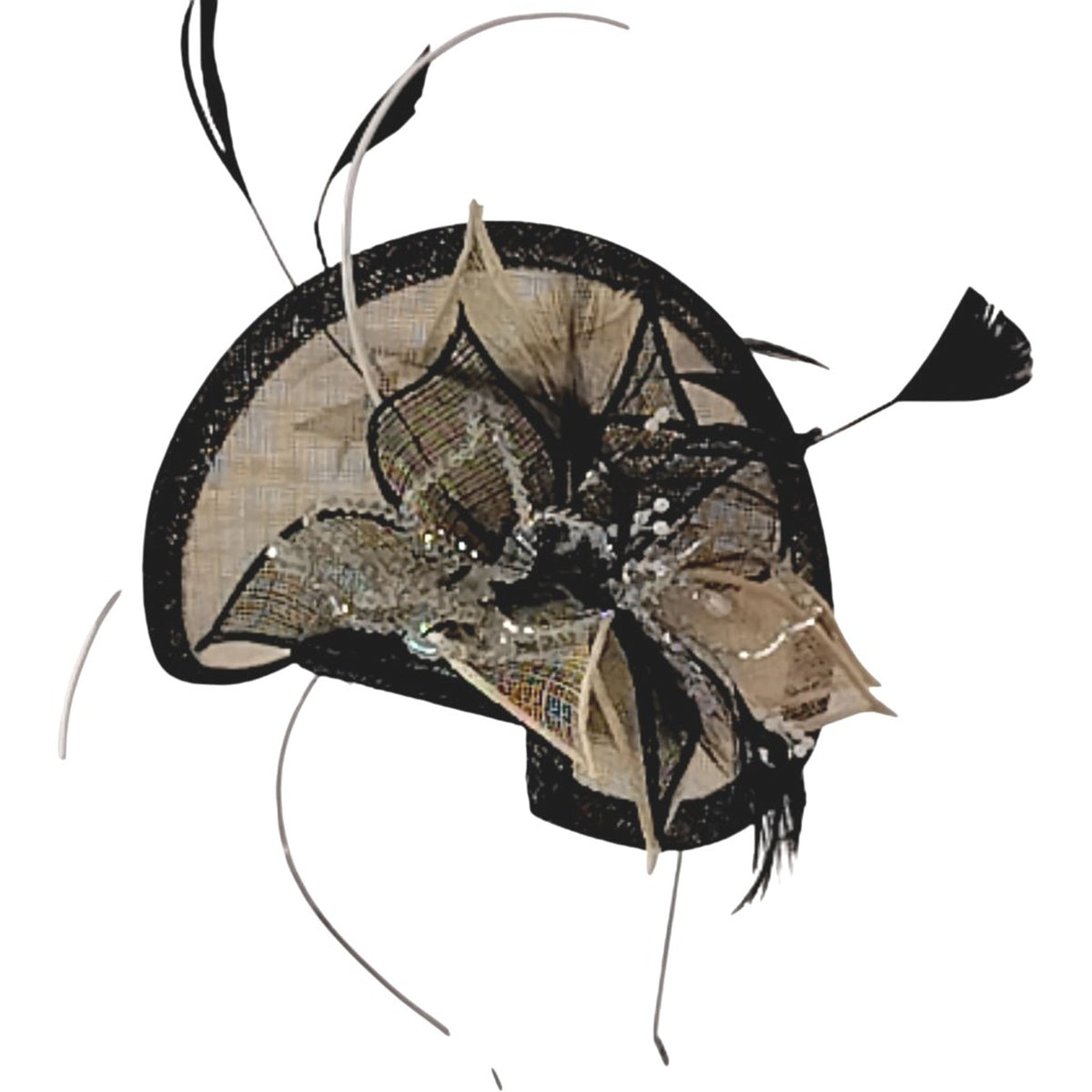 Jacques Vert  Black Cream Floral Fascinator