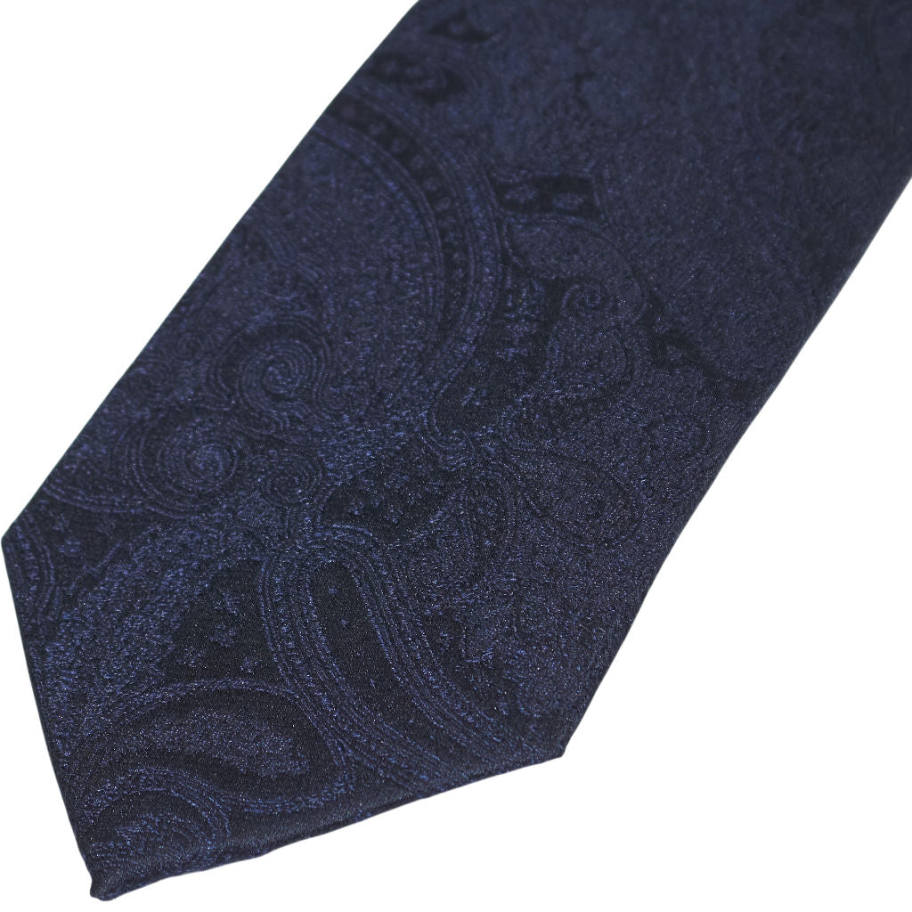 Moss Navy Paisley Silk Tie