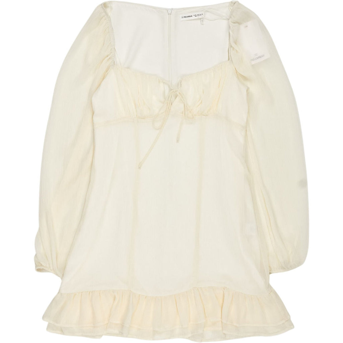 Pull & Bear Cream Ruffle Dress