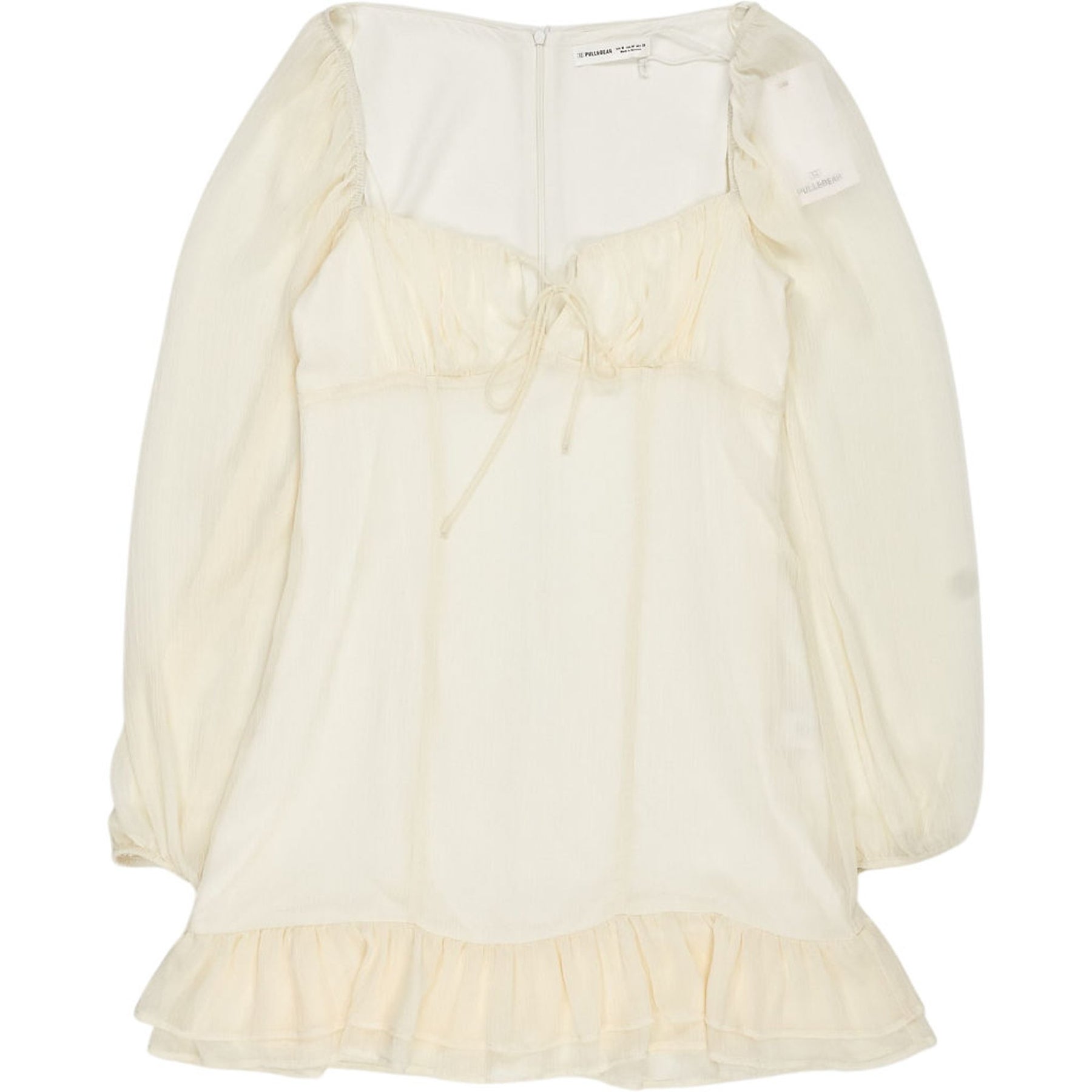 Pull & Bear Cream Ruffle Dress