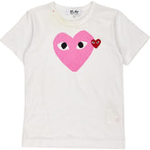 Comme des Garçons White Pink Heart T-Shirt