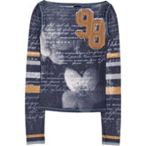 Urban Outfitters Blue Graphic Long Sleeve Top