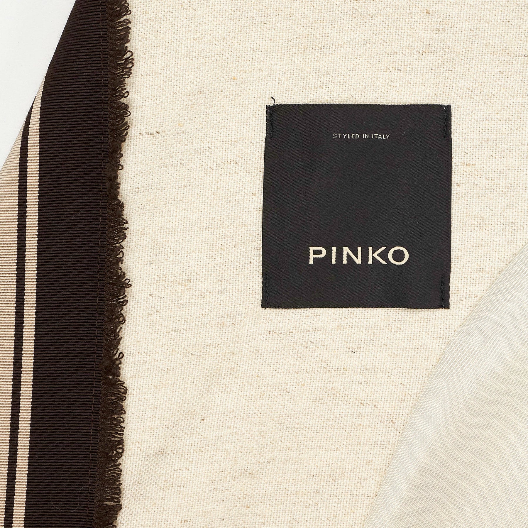 Pinko Cream Linen-Blend Belted Coat