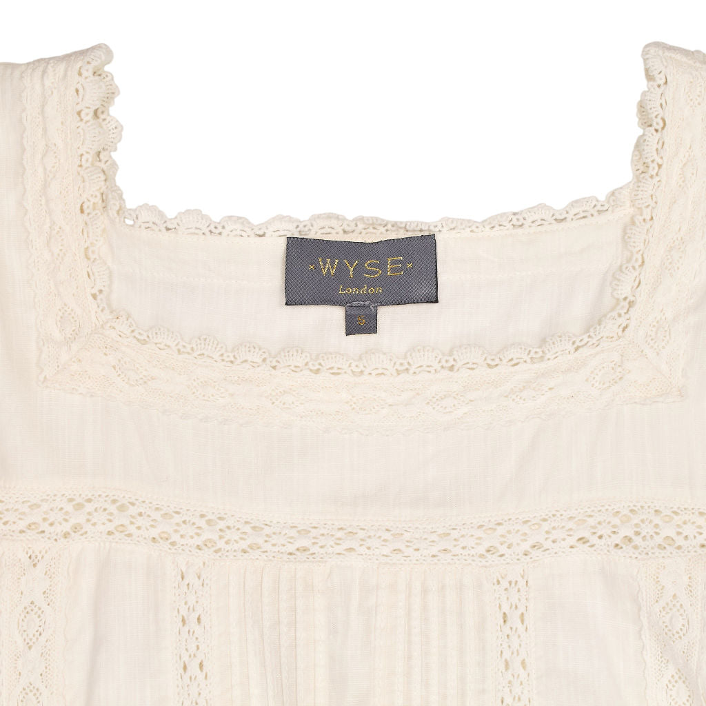 WYSE White Lace Trim Blouse