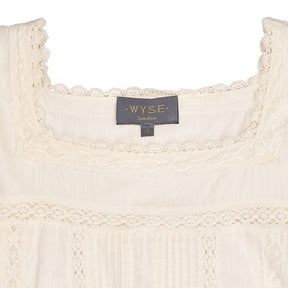 WYSE White Lace Trim Blouse