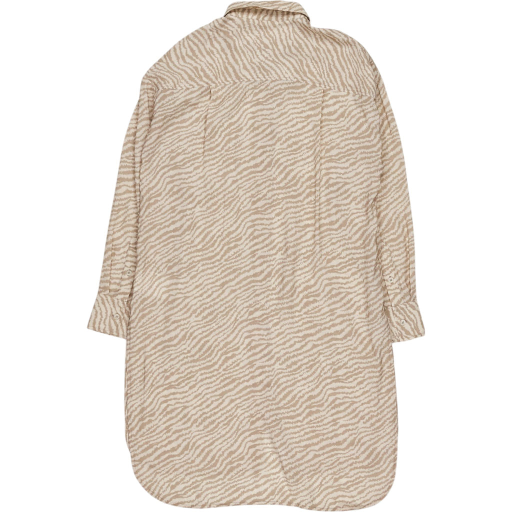 Hush Beige Zebra Print Shirt Dress
