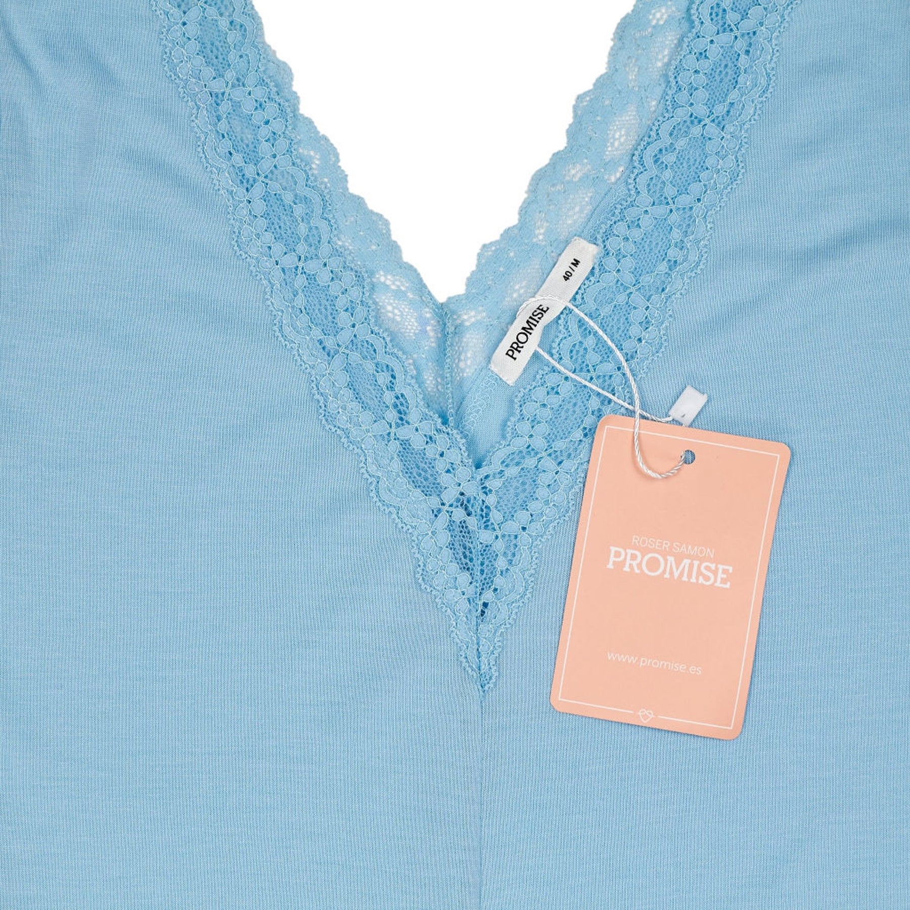 Promise Blue Lace Trim Sleeveless Pyjama Top