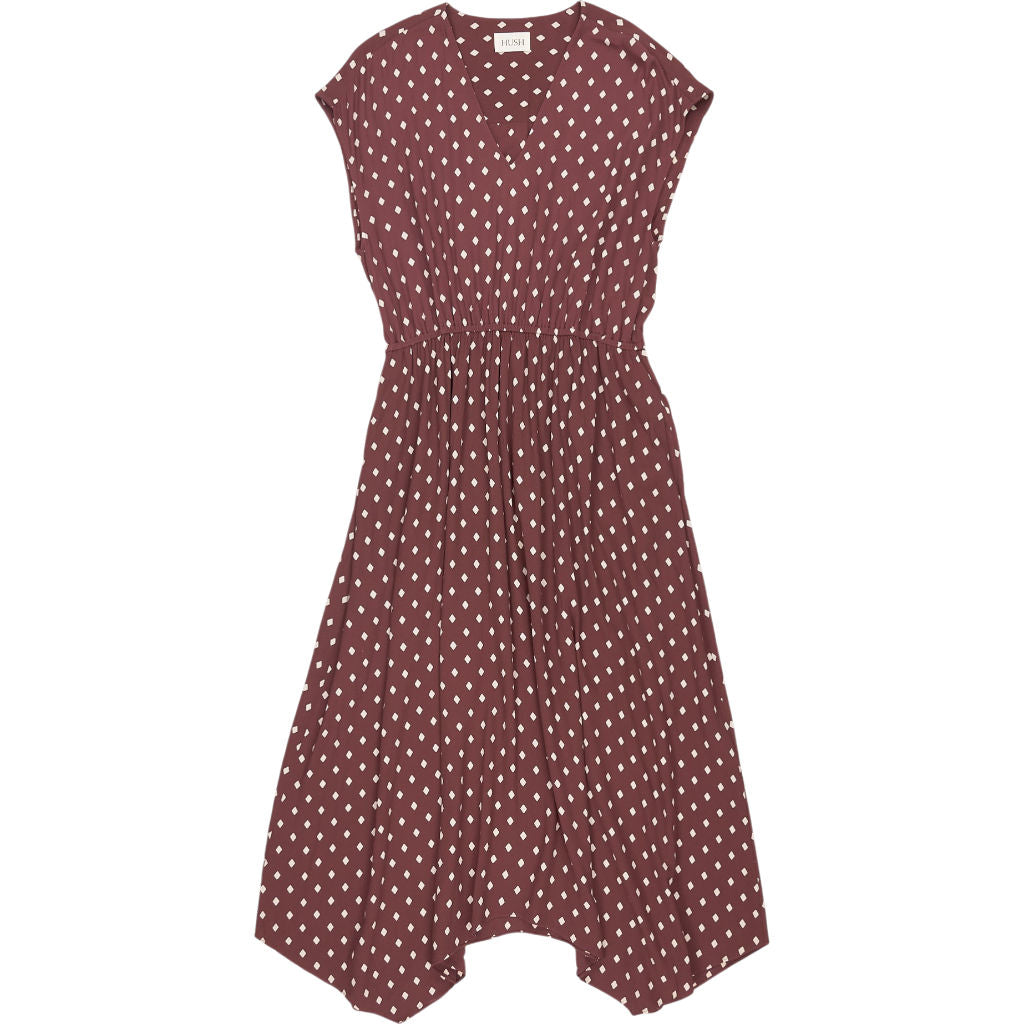 Hush Burgundy Polka Dot Midi Dress