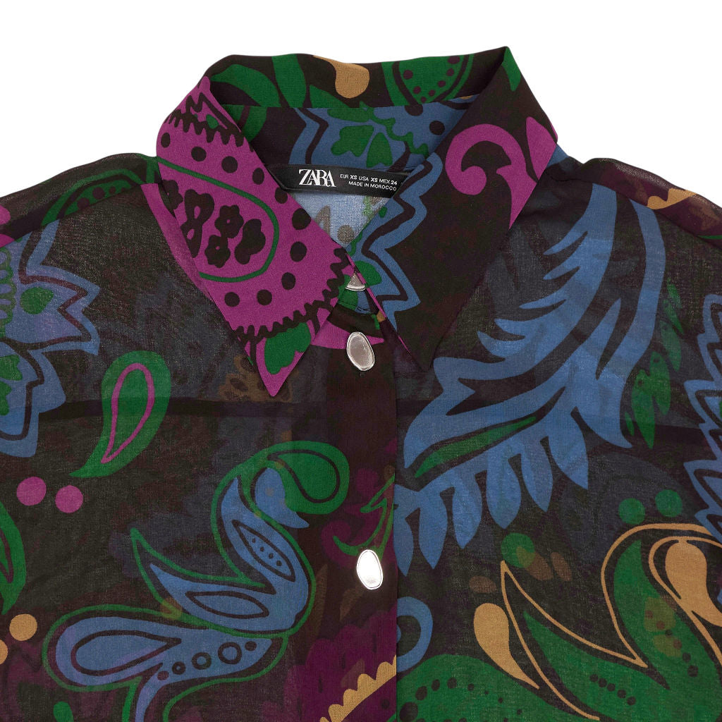 Zara Multicoloured Paisley Sheer Shirt