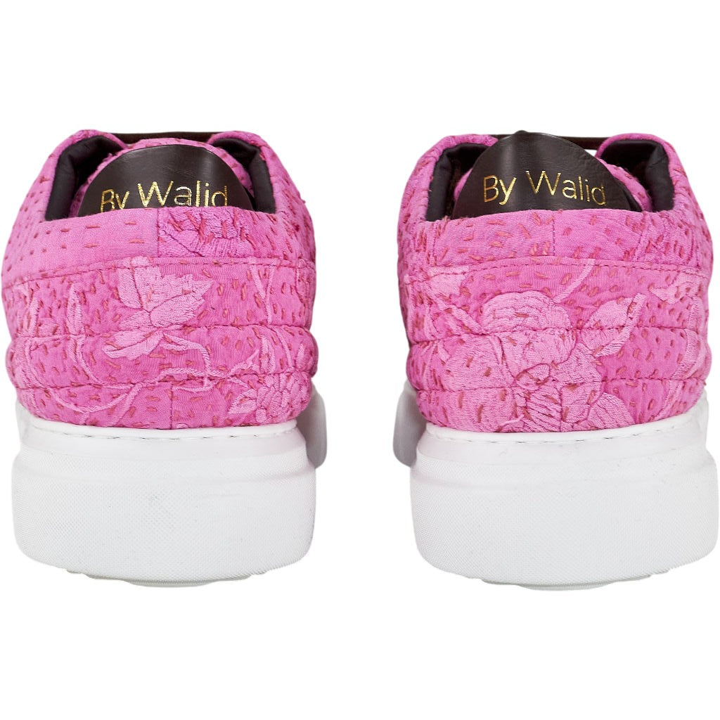 By Walid Pink Print Raw Silk Trainers